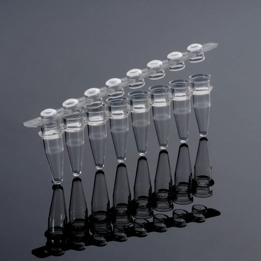 Laboratory Plastic PP PCR 8 Strip Tubes Ultra Thin-Wall 0.2ml Dnase, Rnase and Endotoxin Free